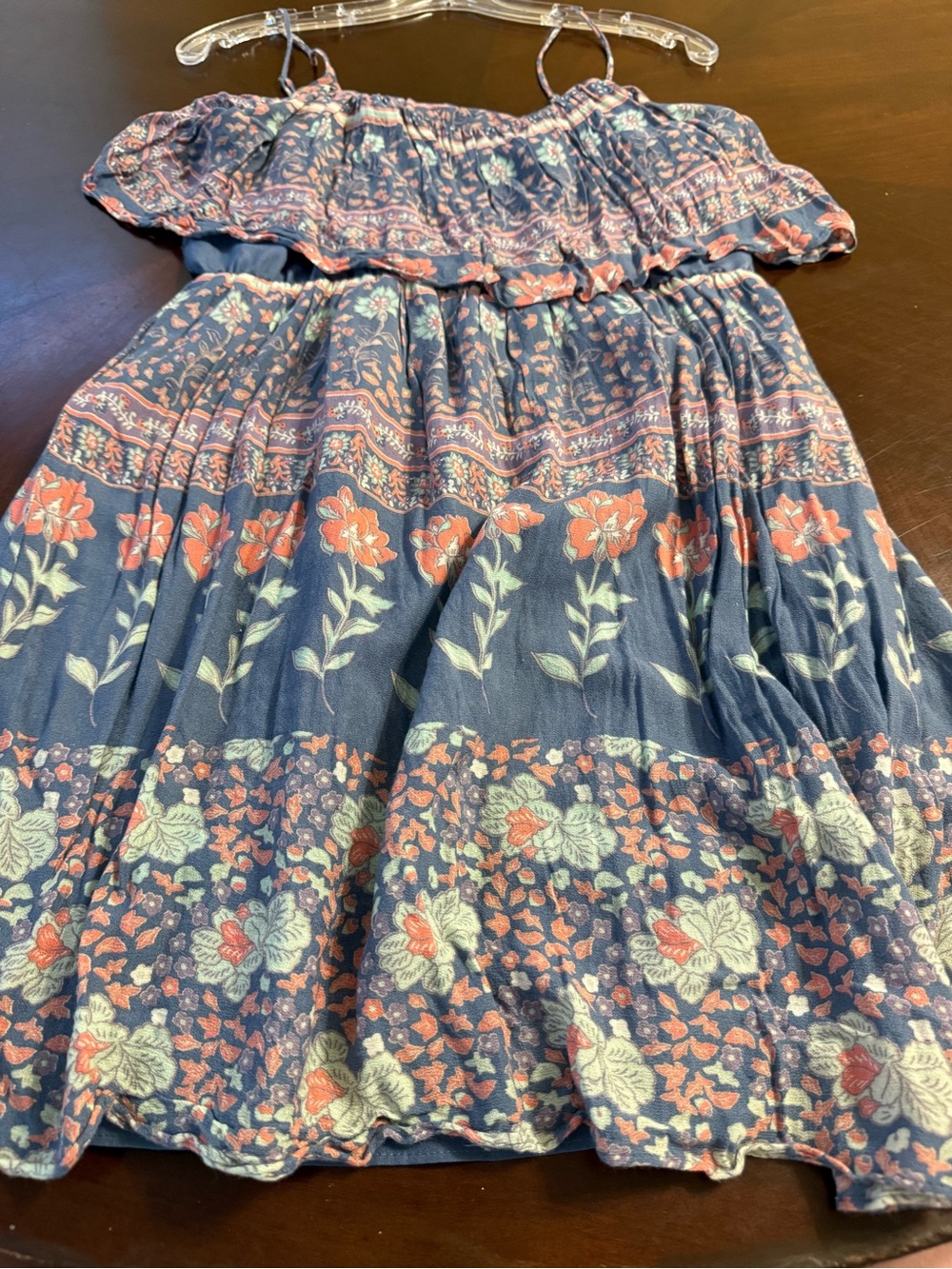 Forever 21 Navy Floral Tiered Sundress with Coral and Cream Flowers
